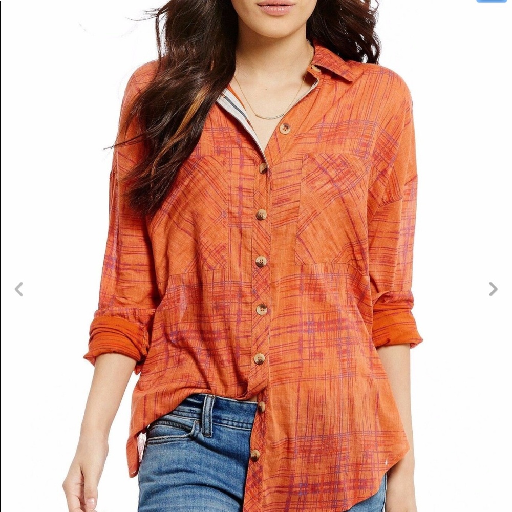 Free People Shore Vibes Button Down Shirt